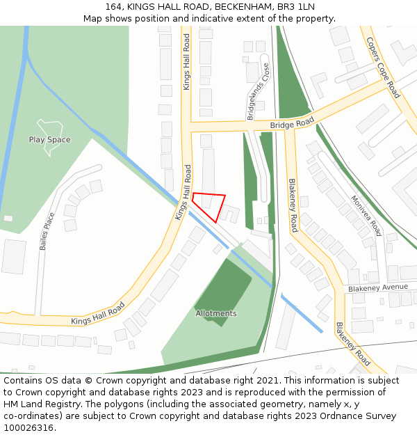 164, KINGS HALL ROAD, BECKENHAM, BR3 1LN: Location map and indicative extent of plot
