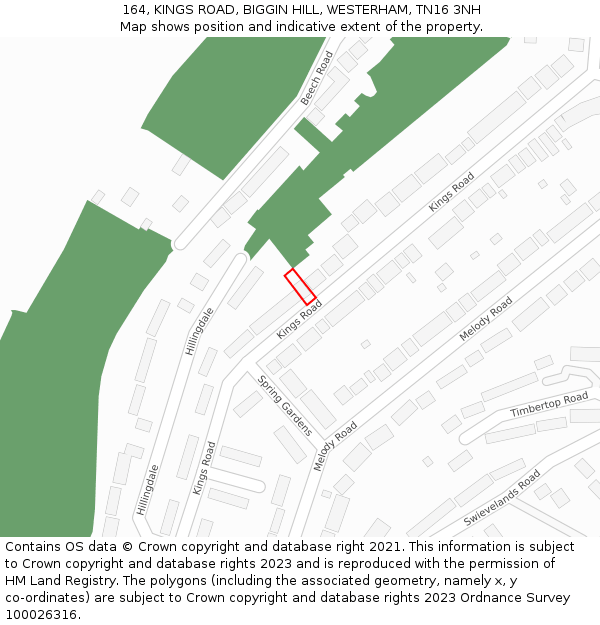 164, KINGS ROAD, BIGGIN HILL, WESTERHAM, TN16 3NH: Location map and indicative extent of plot