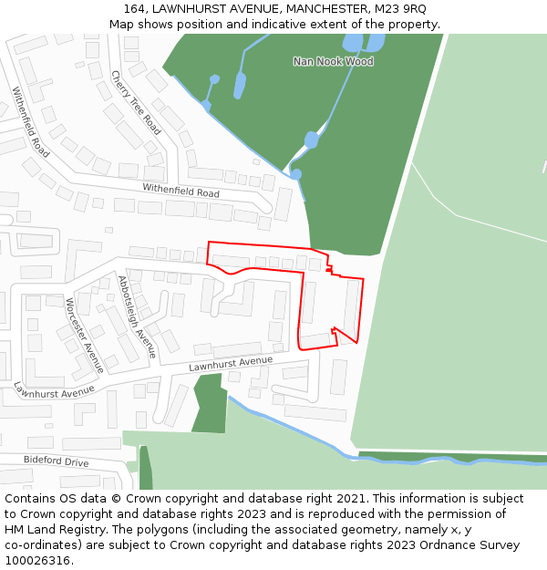 164, LAWNHURST AVENUE, MANCHESTER, M23 9RQ: Location map and indicative extent of plot