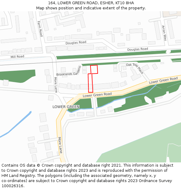 164, LOWER GREEN ROAD, ESHER, KT10 8HA: Location map and indicative extent of plot