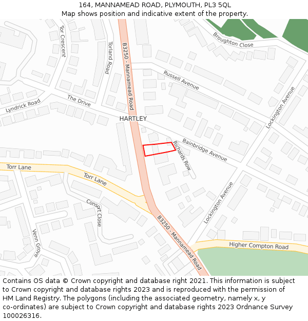 164, MANNAMEAD ROAD, PLYMOUTH, PL3 5QL: Location map and indicative extent of plot