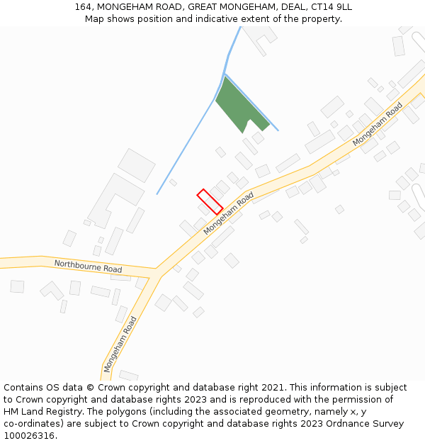 164, MONGEHAM ROAD, GREAT MONGEHAM, DEAL, CT14 9LL: Location map and indicative extent of plot