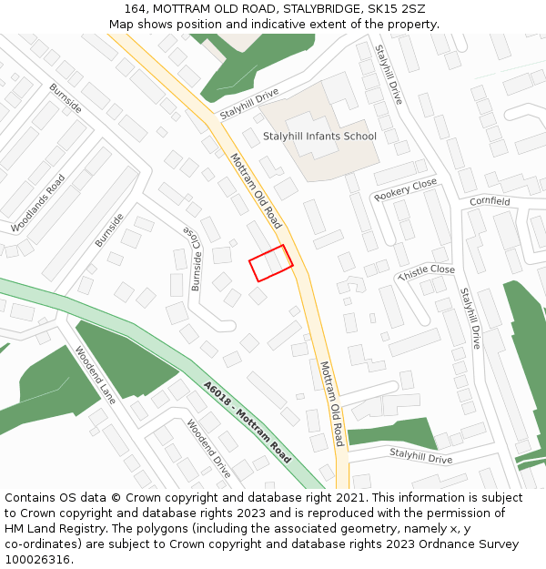 164, MOTTRAM OLD ROAD, STALYBRIDGE, SK15 2SZ: Location map and indicative extent of plot