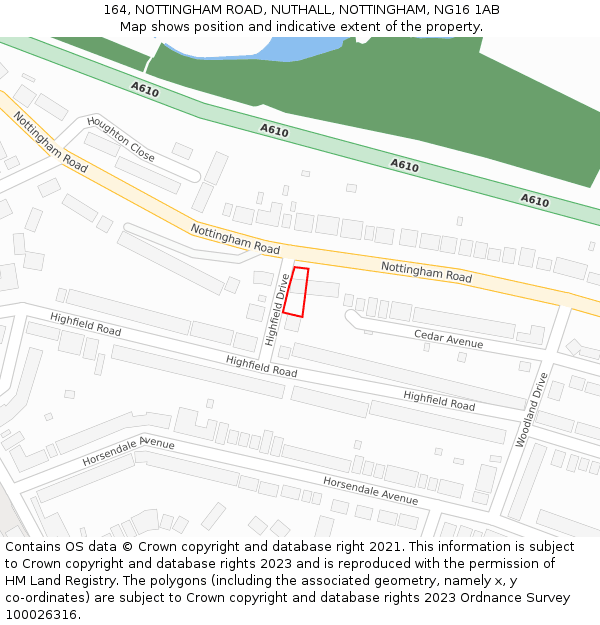 164, NOTTINGHAM ROAD, NUTHALL, NOTTINGHAM, NG16 1AB: Location map and indicative extent of plot