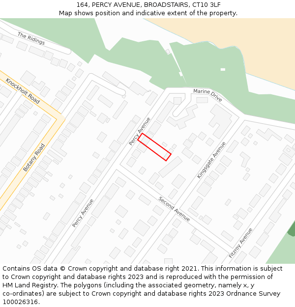 164, PERCY AVENUE, BROADSTAIRS, CT10 3LF: Location map and indicative extent of plot