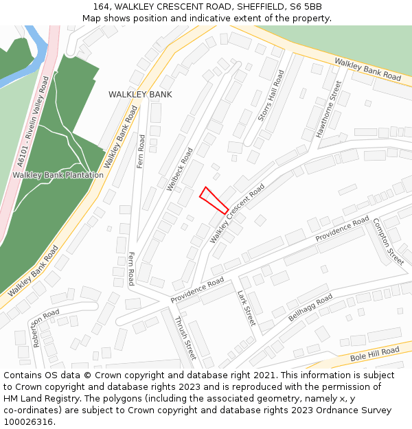 164, WALKLEY CRESCENT ROAD, SHEFFIELD, S6 5BB: Location map and indicative extent of plot