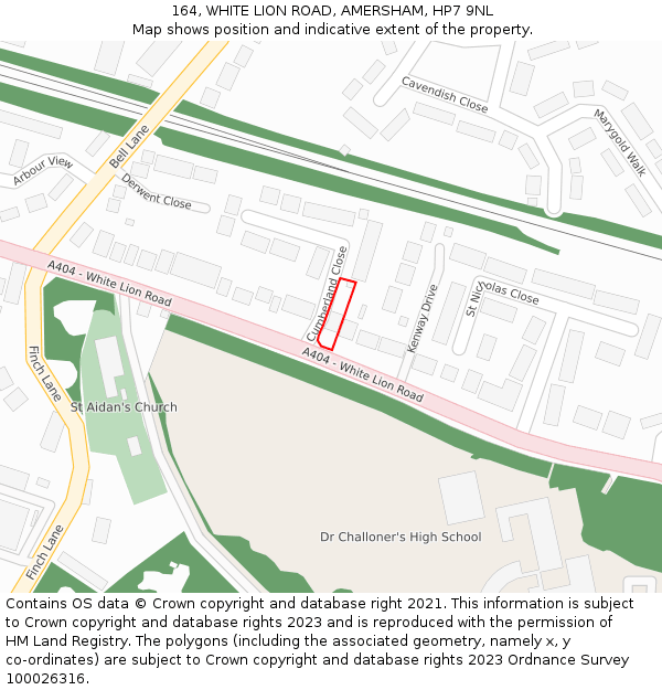 164, WHITE LION ROAD, AMERSHAM, HP7 9NL: Location map and indicative extent of plot