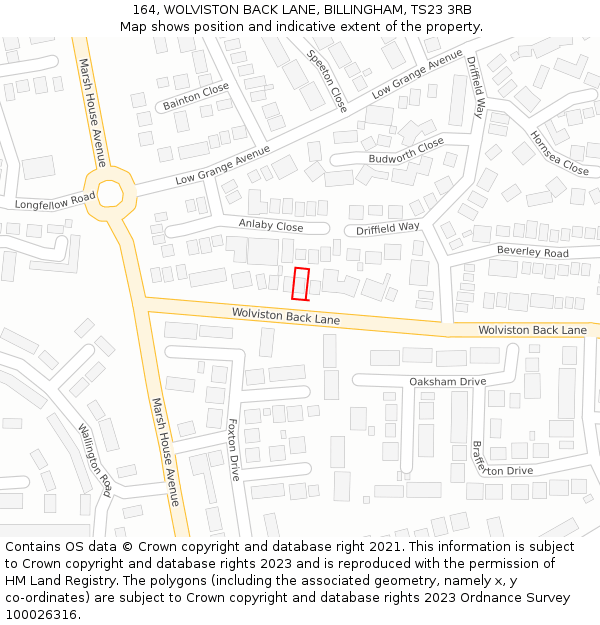 164, WOLVISTON BACK LANE, BILLINGHAM, TS23 3RB: Location map and indicative extent of plot