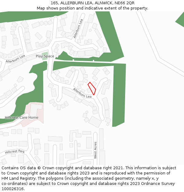 165, ALLERBURN LEA, ALNWICK, NE66 2QR: Location map and indicative extent of plot