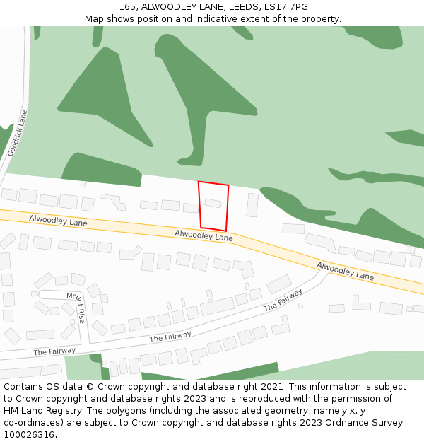 165, ALWOODLEY LANE, LEEDS, LS17 7PG: Location map and indicative extent of plot