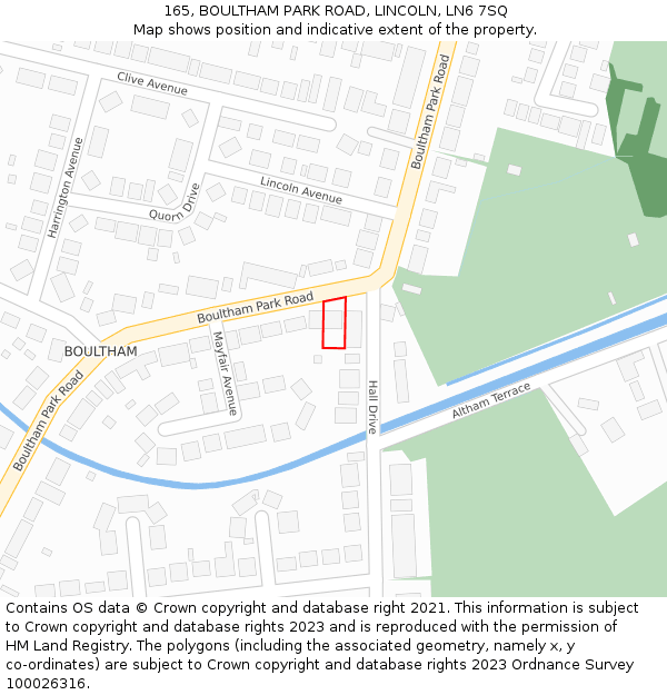 165, BOULTHAM PARK ROAD, LINCOLN, LN6 7SQ: Location map and indicative extent of plot
