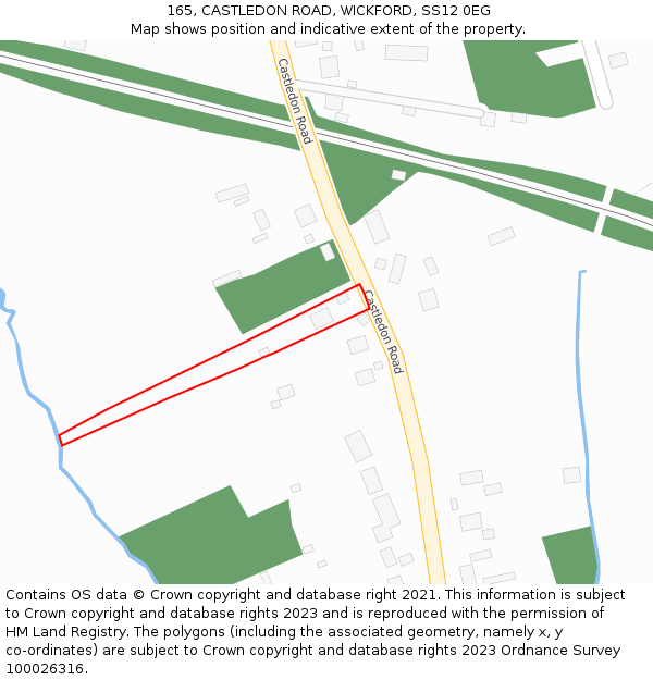 165, CASTLEDON ROAD, WICKFORD, SS12 0EG: Location map and indicative extent of plot