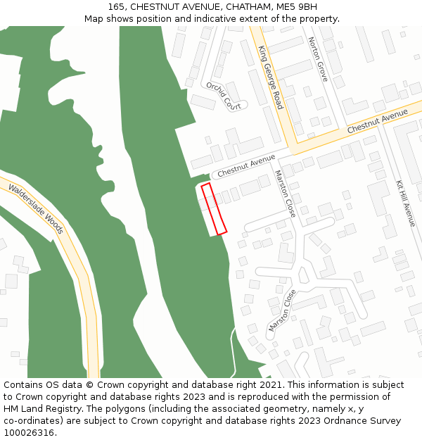 165, CHESTNUT AVENUE, CHATHAM, ME5 9BH: Location map and indicative extent of plot