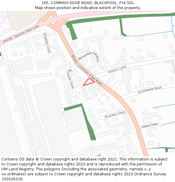 165, COMMON EDGE ROAD, BLACKPOOL, FY4 5DL: Location map and indicative extent of plot