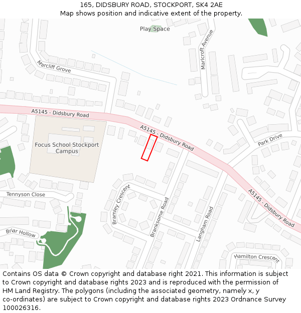 165, DIDSBURY ROAD, STOCKPORT, SK4 2AE: Location map and indicative extent of plot