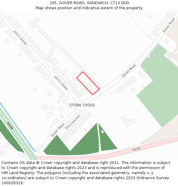 165, DOVER ROAD, SANDWICH, CT13 0DD: Location map and indicative extent of plot