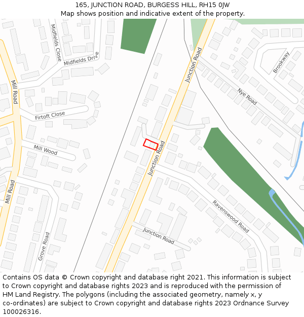 165, JUNCTION ROAD, BURGESS HILL, RH15 0JW: Location map and indicative extent of plot