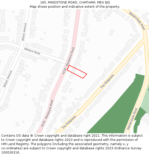 165, MAIDSTONE ROAD, CHATHAM, ME4 6JG: Location map and indicative extent of plot