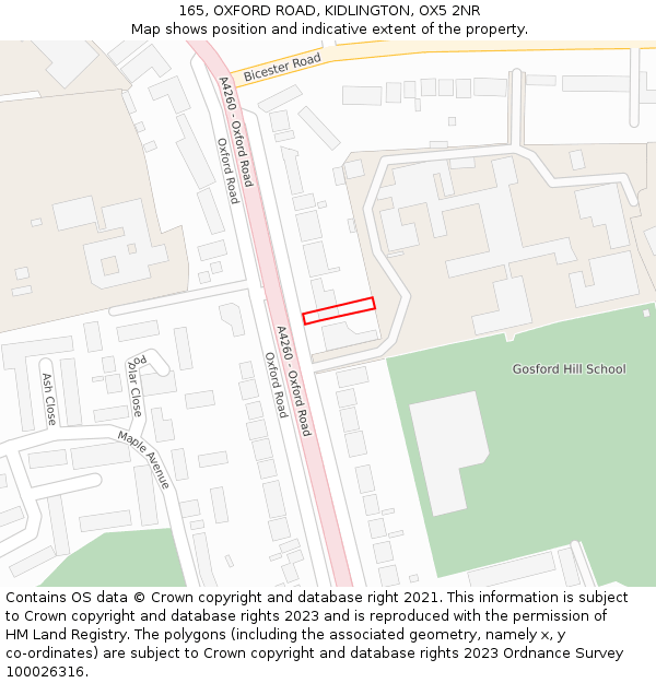 165, OXFORD ROAD, KIDLINGTON, OX5 2NR: Location map and indicative extent of plot