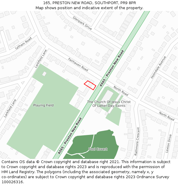 165, PRESTON NEW ROAD, SOUTHPORT, PR9 8PR: Location map and indicative extent of plot