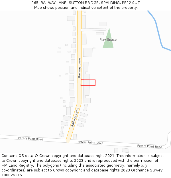 165, RAILWAY LANE, SUTTON BRIDGE, SPALDING, PE12 9UZ: Location map and indicative extent of plot