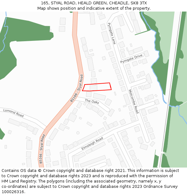 165, STYAL ROAD, HEALD GREEN, CHEADLE, SK8 3TX: Location map and indicative extent of plot