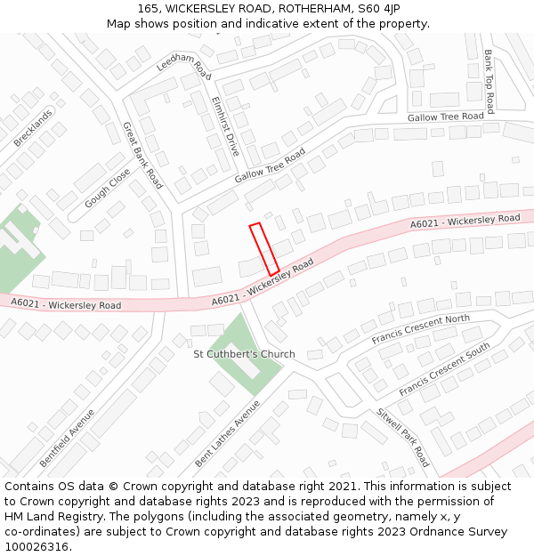 165, WICKERSLEY ROAD, ROTHERHAM, S60 4JP: Location map and indicative extent of plot