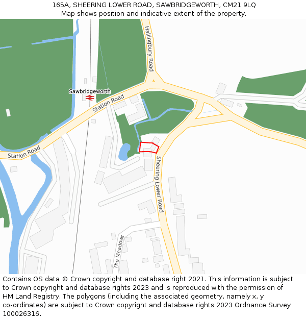 165A, SHEERING LOWER ROAD, SAWBRIDGEWORTH, CM21 9LQ: Location map and indicative extent of plot