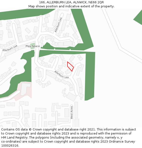 166, ALLERBURN LEA, ALNWICK, NE66 2QR: Location map and indicative extent of plot