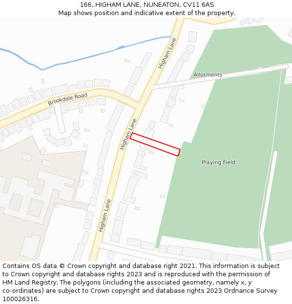 166, HIGHAM LANE, NUNEATON, CV11 6AS: Location map and indicative extent of plot