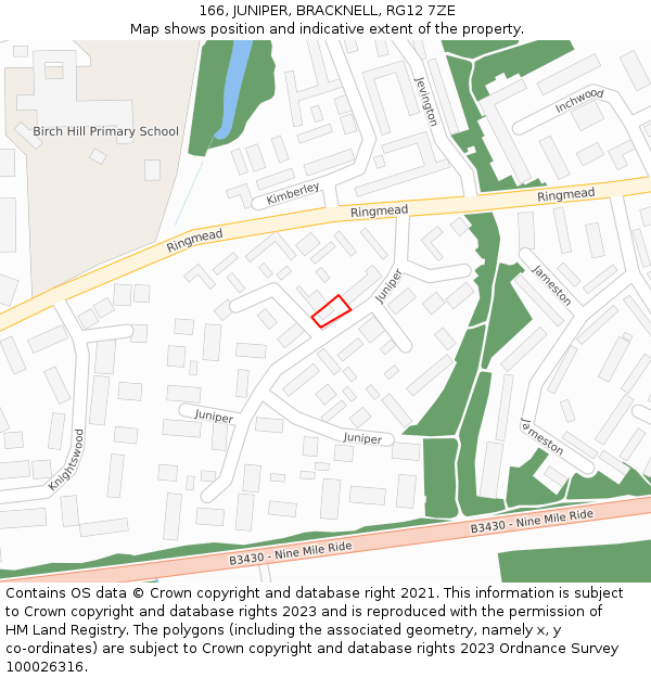 166, JUNIPER, BRACKNELL, RG12 7ZE: Location map and indicative extent of plot