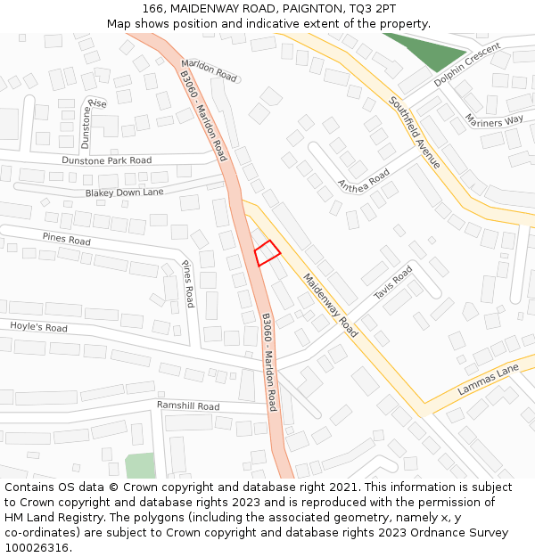 166, MAIDENWAY ROAD, PAIGNTON, TQ3 2PT: Location map and indicative extent of plot