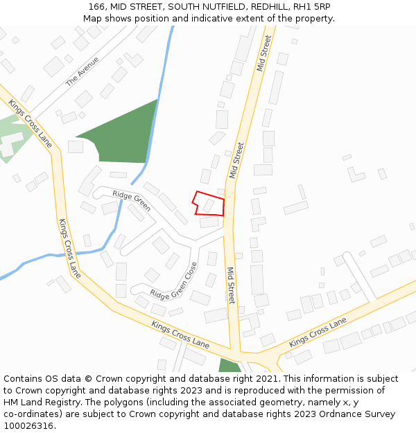 166, MID STREET, SOUTH NUTFIELD, REDHILL, RH1 5RP: Location map and indicative extent of plot