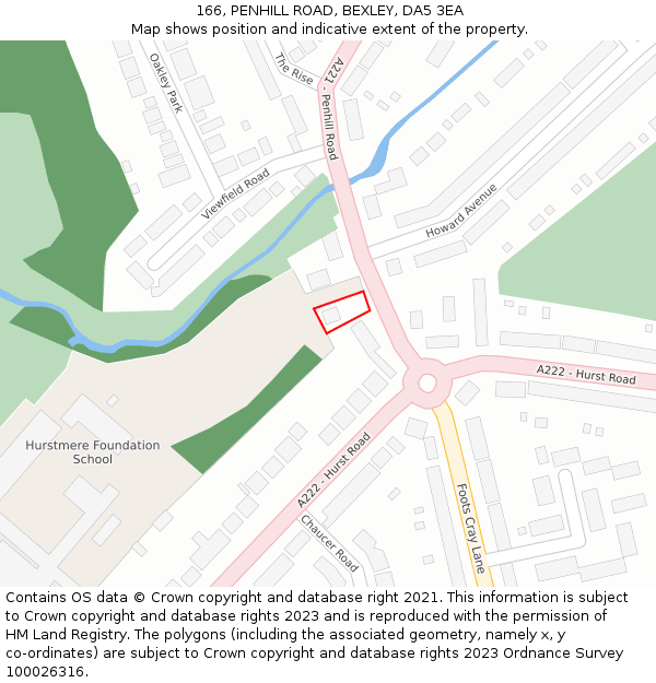 166, PENHILL ROAD, BEXLEY, DA5 3EA: Location map and indicative extent of plot