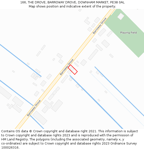 166, THE DROVE, BARROWAY DROVE, DOWNHAM MARKET, PE38 0AL: Location map and indicative extent of plot