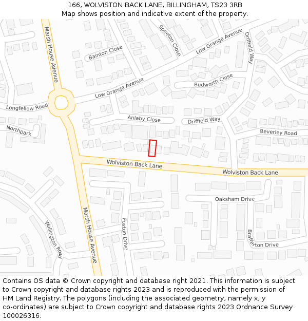 166, WOLVISTON BACK LANE, BILLINGHAM, TS23 3RB: Location map and indicative extent of plot