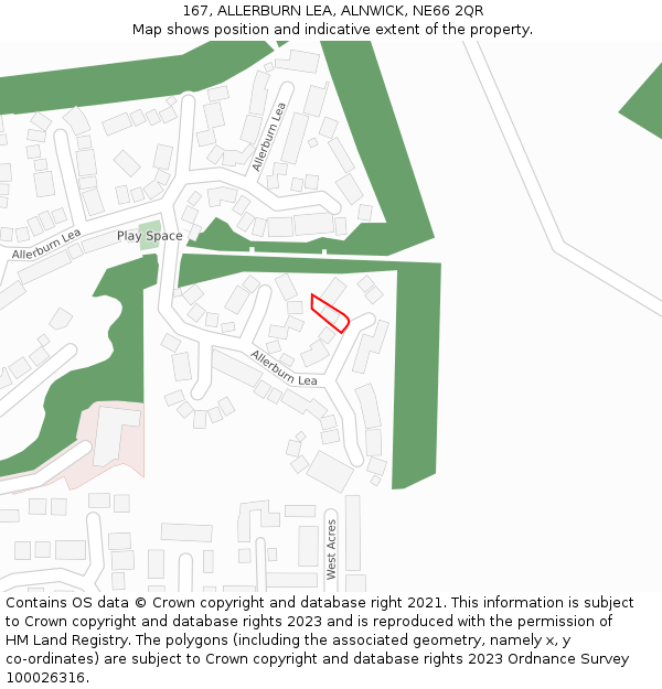 167, ALLERBURN LEA, ALNWICK, NE66 2QR: Location map and indicative extent of plot