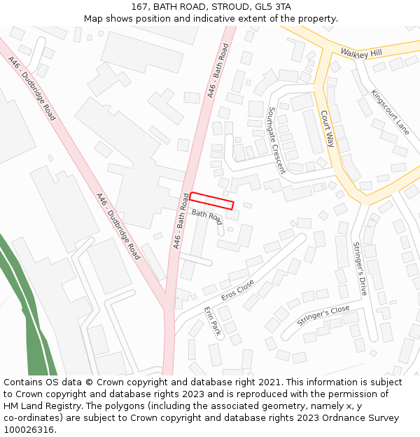 167, BATH ROAD, STROUD, GL5 3TA: Location map and indicative extent of plot