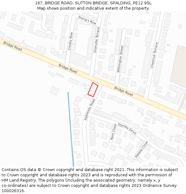 167, BRIDGE ROAD, SUTTON BRIDGE, SPALDING, PE12 9SL: Location map and indicative extent of plot