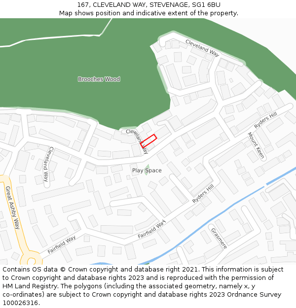 167, CLEVELAND WAY, STEVENAGE, SG1 6BU: Location map and indicative extent of plot