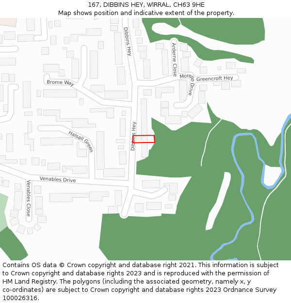 167, DIBBINS HEY, WIRRAL, CH63 9HE: Location map and indicative extent of plot