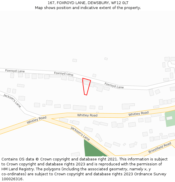 167, FOXROYD LANE, DEWSBURY, WF12 0LT: Location map and indicative extent of plot