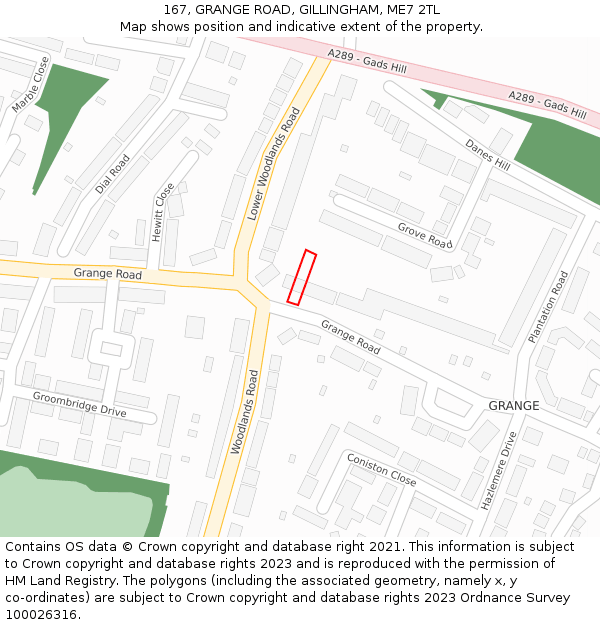 167, GRANGE ROAD, GILLINGHAM, ME7 2TL: Location map and indicative extent of plot