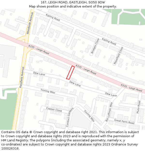 167, LEIGH ROAD, EASTLEIGH, SO50 9DW: Location map and indicative extent of plot
