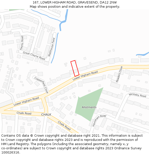 167, LOWER HIGHAM ROAD, GRAVESEND, DA12 2NW: Location map and indicative extent of plot