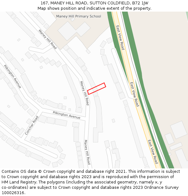 167, MANEY HILL ROAD, SUTTON COLDFIELD, B72 1JW: Location map and indicative extent of plot