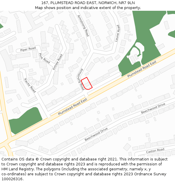 167, PLUMSTEAD ROAD EAST, NORWICH, NR7 9LN: Location map and indicative extent of plot