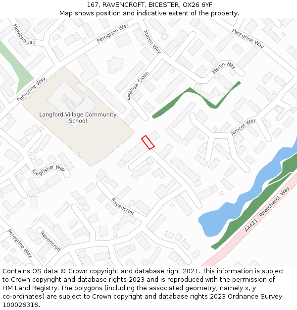 167, RAVENCROFT, BICESTER, OX26 6YF: Location map and indicative extent of plot