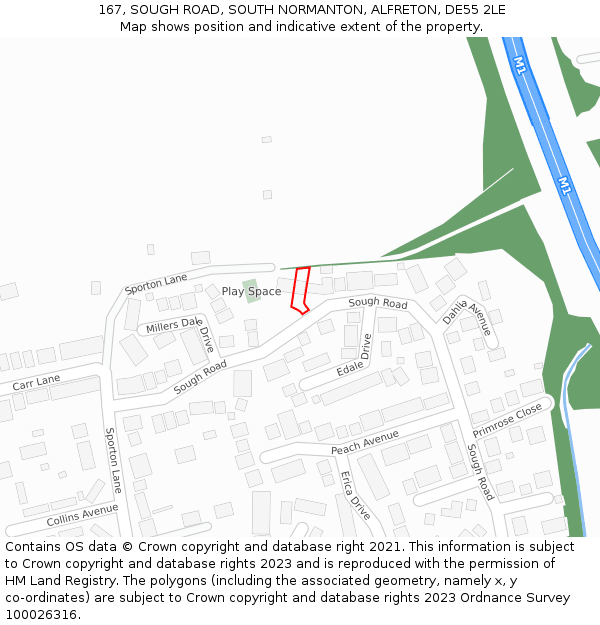 167, SOUGH ROAD, SOUTH NORMANTON, ALFRETON, DE55 2LE: Location map and indicative extent of plot