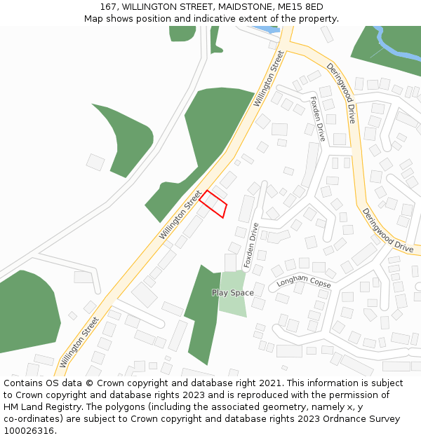 167, WILLINGTON STREET, MAIDSTONE, ME15 8ED: Location map and indicative extent of plot